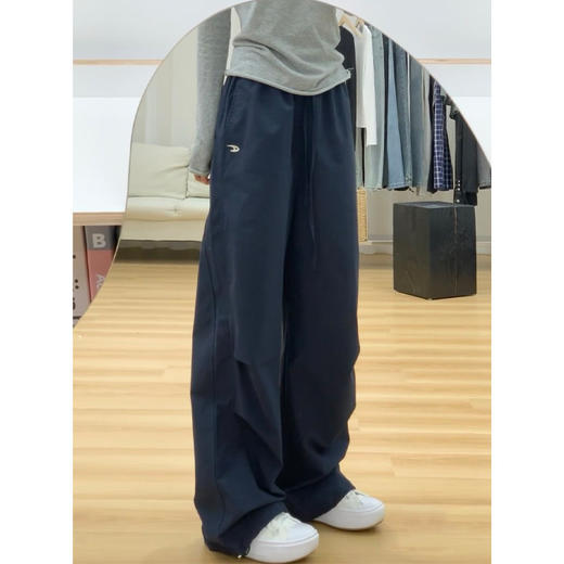 【YW】无忧购无忧购美式复古小刺绣工装裤女慵懒宽松休闲运动裤阔腿裤H-1729（截单后3-5天发货) 商品图0