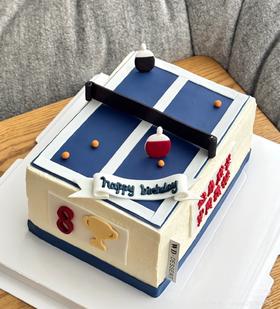 【臻品系列】---半翻糖装饰【乒乓冠军】送男孩、男生运动风蛋糕