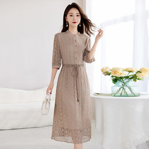 QS-82588962青霭丝吟 2025夏款非遗国风100%桑蚕丝A字裙真丝绣花连衣裙女8962 商品图1