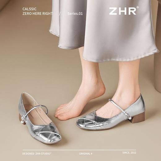 ZHR浅口单鞋女2025新款法式玛丽珍鞋耐磨通勤一字扣方头单鞋粗跟 商品图8