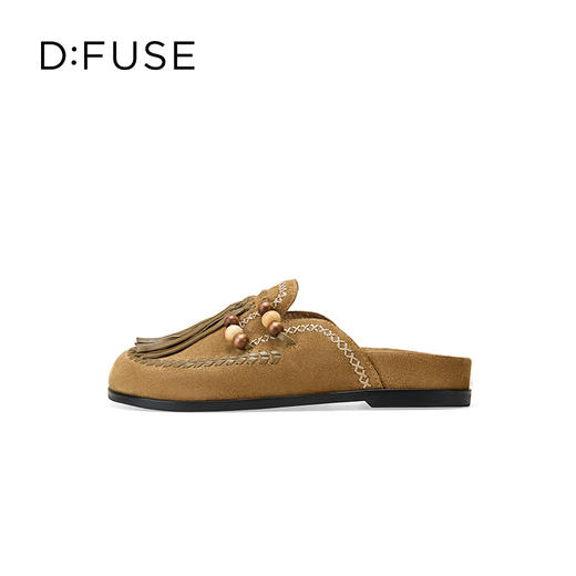 Dfuse迪芙斯2025春季新款手工感一脚蹬懒人鞋复古流苏包头勃肯鞋DFD1110127 商品图1