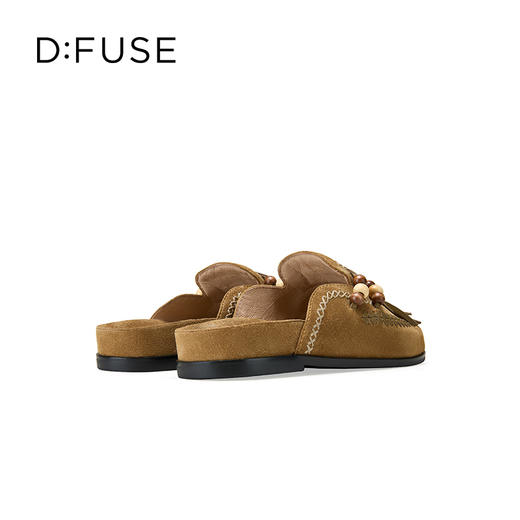 Dfuse迪芙斯2025春季新款手工感一脚蹬懒人鞋复古流苏包头勃肯鞋DFD1110127 商品图3