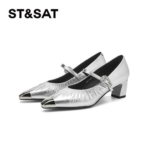 星期六法式气质通勤粗跟单鞋SSD1111E98 商品图10