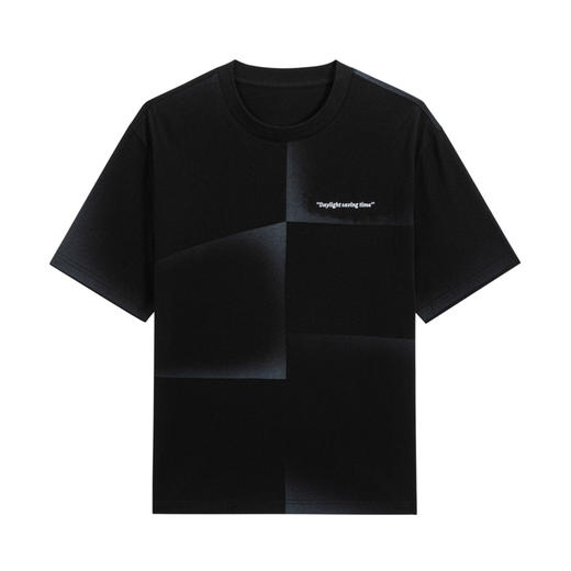 GXG男装 黑色凉感渐变印花简约宽松休闲短袖T恤男士 夏季热卖 商品图4