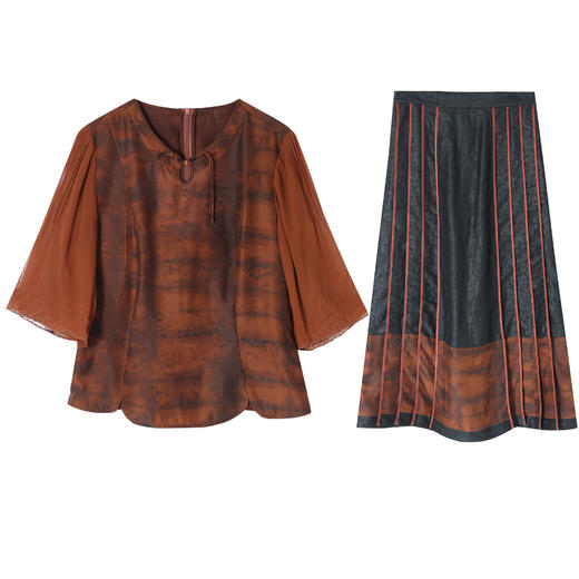 雀说新中式提花上衣半身裙两件套时尚气质显瘦套装AL9121 商品图4