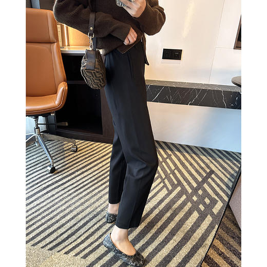 上千品质！2025新款斜纹醋酸高腰弹力新款休闲裤！宽松九分西裤！ 商品图1