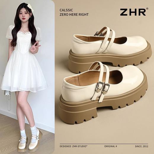 ZHR则则亮面玛丽珍鞋女2025春季新款英伦风单鞋软底绑带可爱jk鞋 商品图1