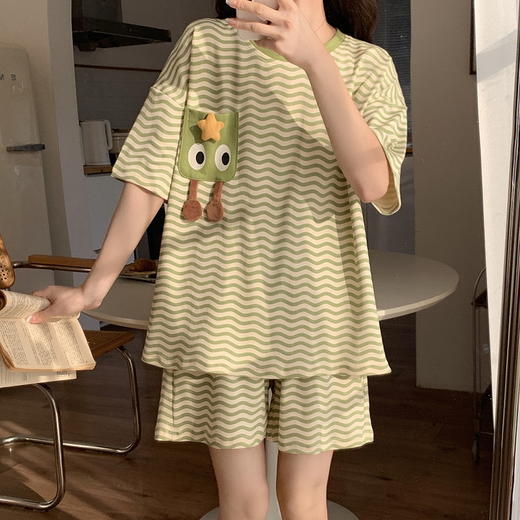 新款睡衣女夏仿棉短袖短裤家居服套装薄款凉爽透气居家舒适可外穿睡衣2025新款 商品图0