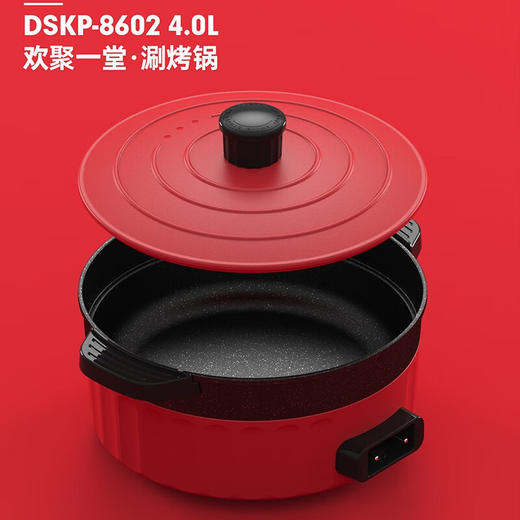 都市太太（DStt）都市太太（DStt)欢聚一堂多功能电热锅_家庭聚会烤涮_红色_深型 商品图2