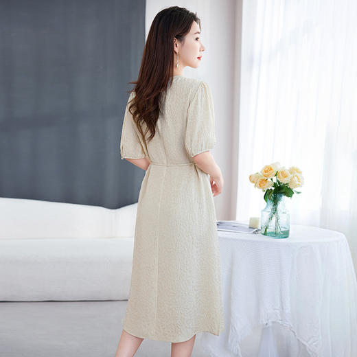 QS-82599210丝络花间丝绸桑蚕丝中长裙子宽松显瘦圆领真丝连衣裙女9210 商品图1