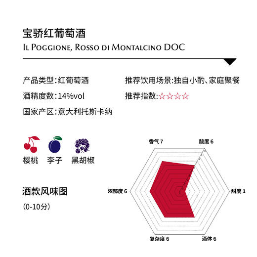 宝骄红葡萄酒 II Poggione, Rosso di Montalcino DOC 商品图1
