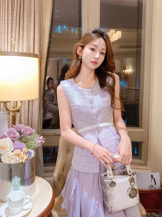 张心子【紫雾香氛】名媛风小香风无袖马甲收腰背心U2503071 商品图9