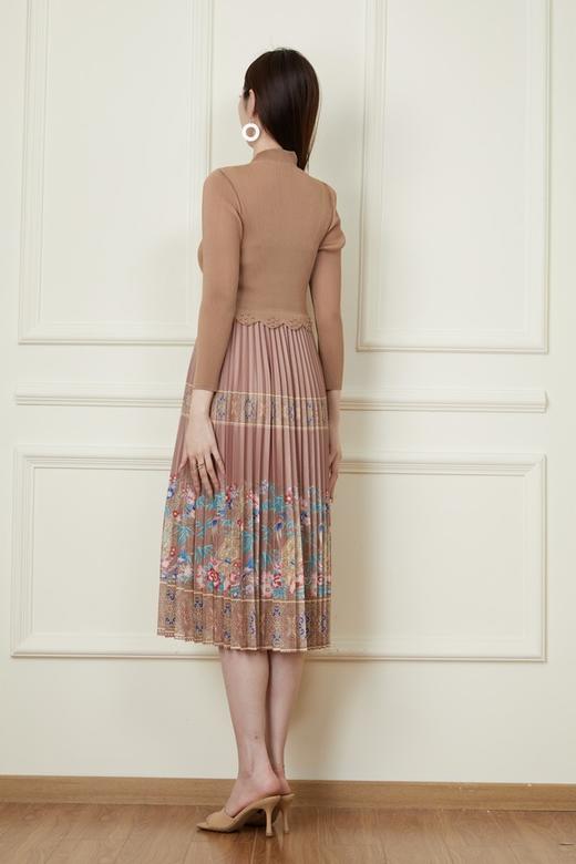 Le Malene 气质褶皱盘扣印花连衣裙 19941 商品图5