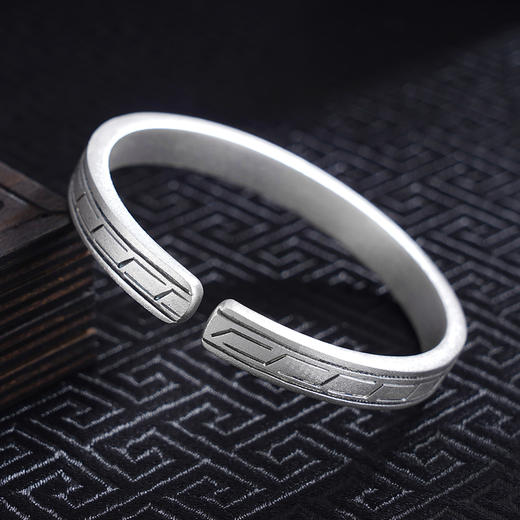 子佩集S999银【富贵回纹】手工纯银手镯原创设计【55082250】2503 商品图3