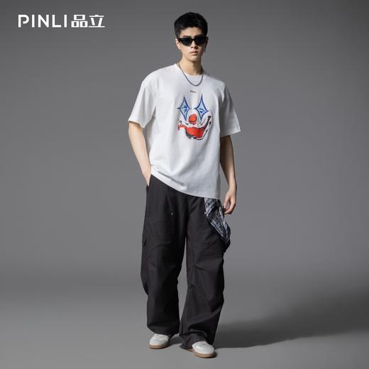 PINLI品立2025夏季新款男士圆领小丑印花短袖T恤上衣GD252111327 商品图2