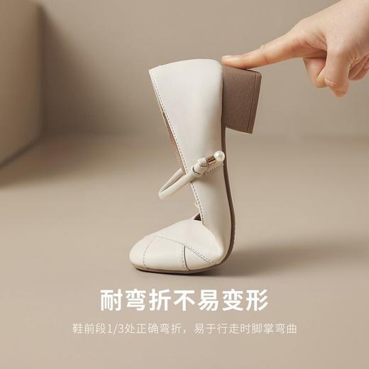 ZHR浅口单鞋女2025新款法式玛丽珍鞋耐磨通勤一字扣方头单鞋粗跟 商品图3