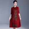 GYYays9102香云纱真丝中国风印花2025夏季新款中长裙中老年妈妈装大码连衣裙 商品缩略图1