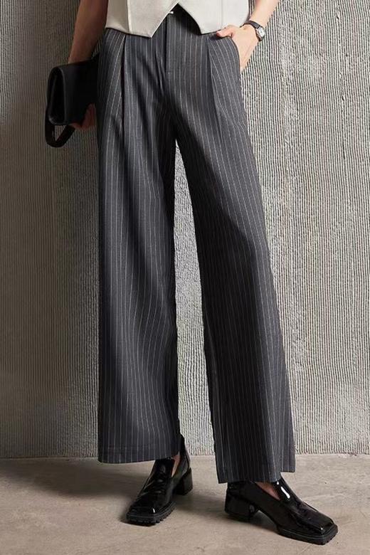 ESTELLICA 深灰色条纹阔腿西裤长裤 20005 商品图0