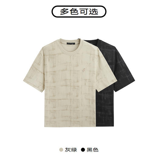 GXG男装  夏季字母绣花简约休闲宽松圆领短袖t恤男 商品图2