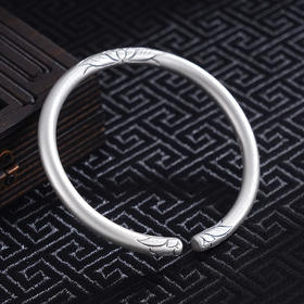 子佩集S999银【心上莲开】手工纯银手镯原创设计【55023201】2503