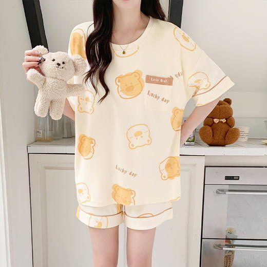 夏季睡衣女士短袖短裤家居服套装学生甜美可爱薄款舒适居家可外穿睡衣2025新款 商品图2