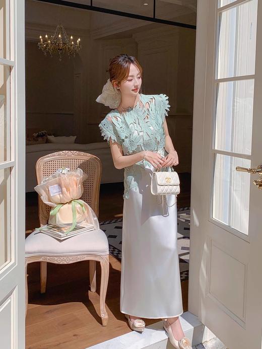 张心子【薄荷海雾】夏款镂空小众设计两件套时尚套装 U2503062 商品图10