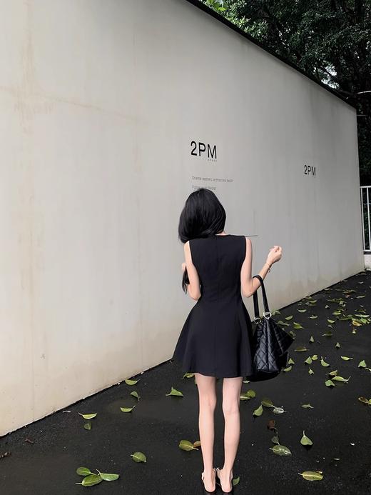 夏季新款【小个子甜美短裙】收腰显瘦 设计感纯色无袖背心气质连衣裙  商品图3