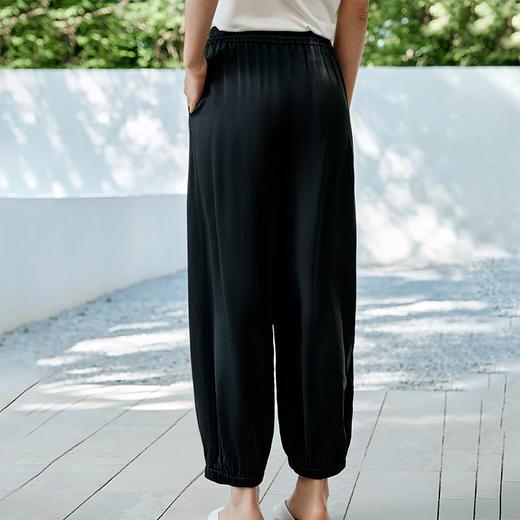 19姆米重磅真丝睡裤女100%桑蚕丝束脚哈伦裤可外穿家居裤金三塔   YSFFB902 商品图3