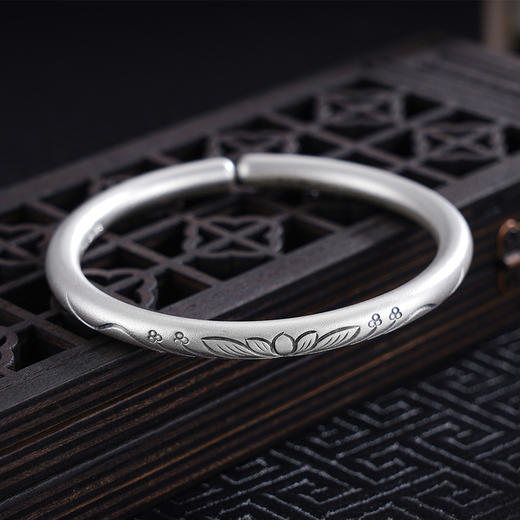 子佩集S999银【荷情莲意】手工纯银手镯原创设计【55023214】2503 商品图1