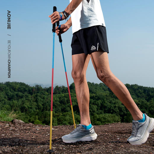 奥尼捷登山杖四节折叠超轻铝合金徒步越野手杖铝合金登山杖行山杖多功能M杖  一对装含网袋 商品图2