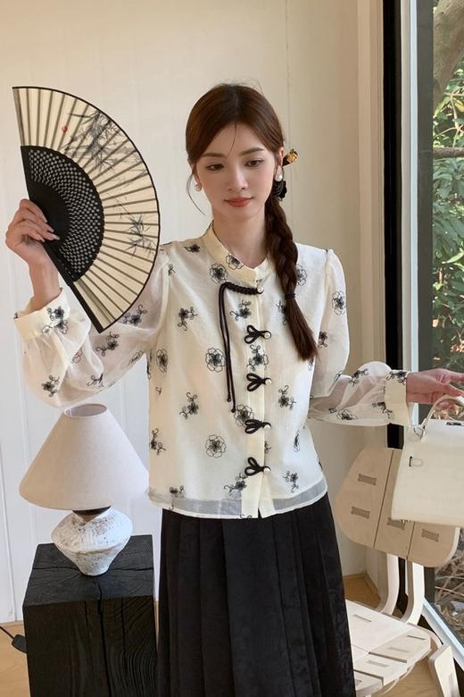 Le Malene 新中式花朵盘扣上衣半裙套装 20035 商品图0