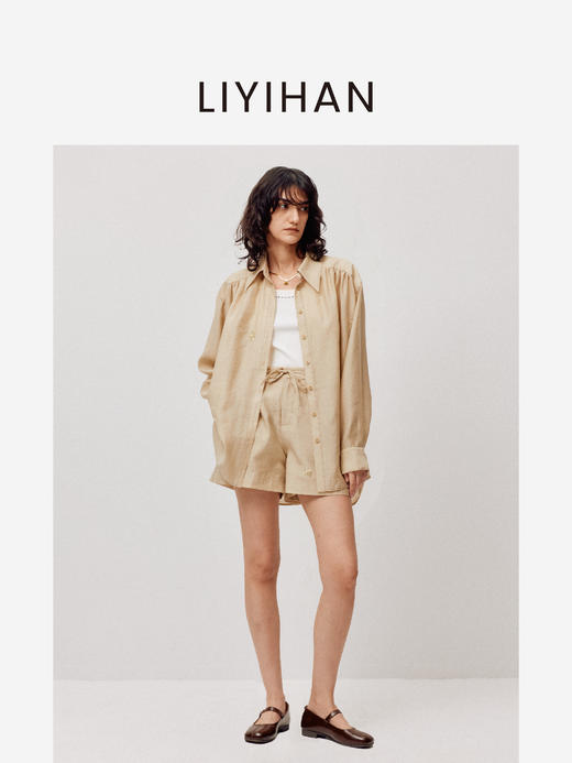 LIYIHAN清月鹊 | 25夏新款天丝小花刺绣短裤抽绳短裤女显瘦休闲 商品图1