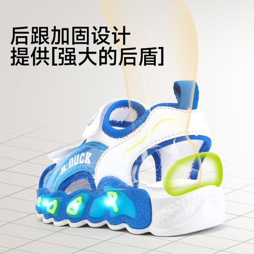 B.Duck小黄鸭童鞋男童凉鞋包头儿童亮灯鞋夏季女童宝宝鞋24-30 B2686838 商品图4