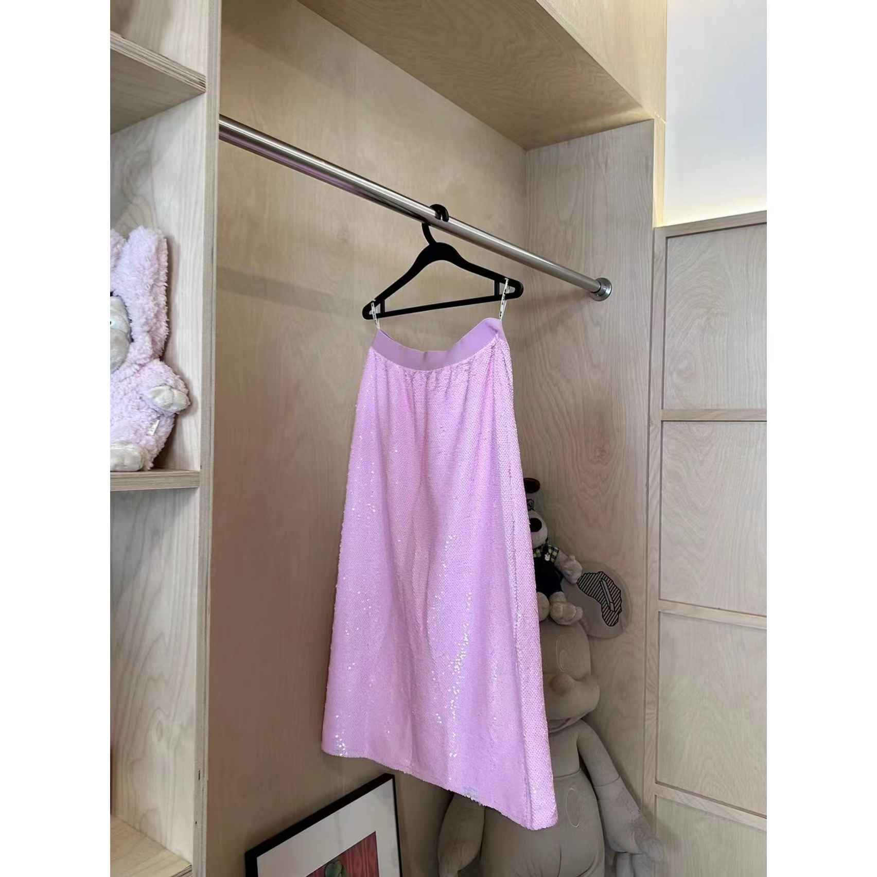 蕾蕾   炸街小众亮片不规则直筒半身裙