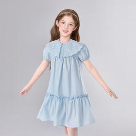 笛莎Deesha 童装女童连衣裙2025夏新款女童大翻领棉布连衣裙