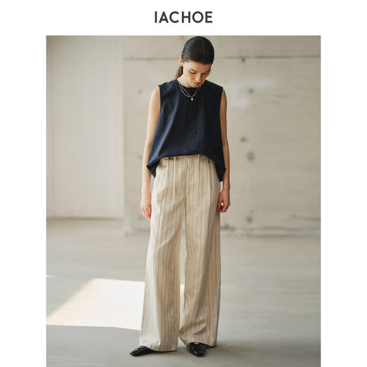 棉仓3621518017-IACHOE垂感细条纹休闲裤 商品图3
