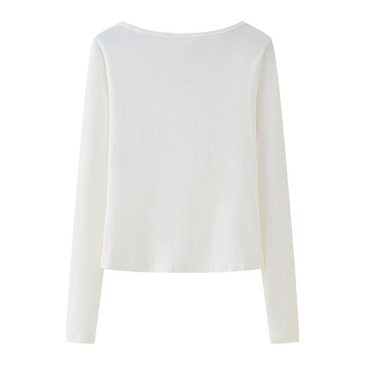 半身缘女装 春季内搭修身打底蕾丝花边长袖小衫251113U01113435 商品图1