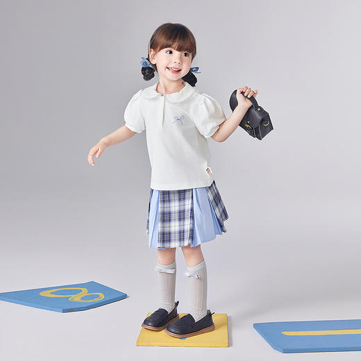 笛莎Deesha 童装女童T恤2025夏新款女童甜美公主网纱polo领T恤 商品图2