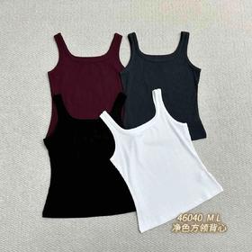 T46040#净色方领背心