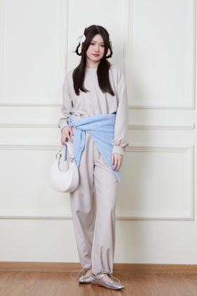 LNNNS 灰色休闲运动卫衣长裤套装 20059