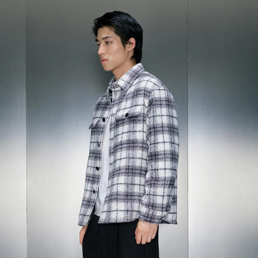 GXG男装 灰白格纹短款大衣 冬季热卖短款大衣GEX10628804大衣 商品图2