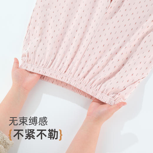 雅黛俪纯棉春夏圆领短袖长裤女士家居服可外穿睡衣套装 商品图3