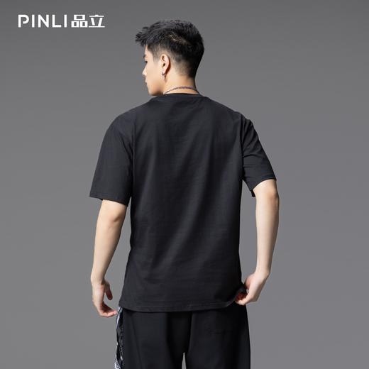 PINLI品立2025夏季新款男士圆领落肩印花短袖T恤上衣BG252111019 商品图3