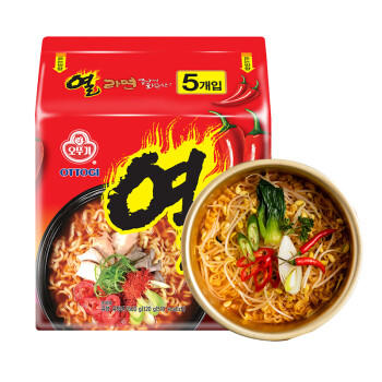 不倒翁韩国进口 火热拉面 120g*5袋 韩式拉面方便面 泡面夜宵袋煮面速食 /粮油调味 /方便食品 /方便面 商品图5