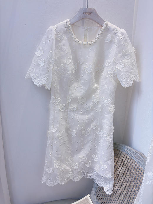 【门店同款】ENJOY夏季重工珍珠蝴蝶刺绣连衣裙 157901288 商品图1