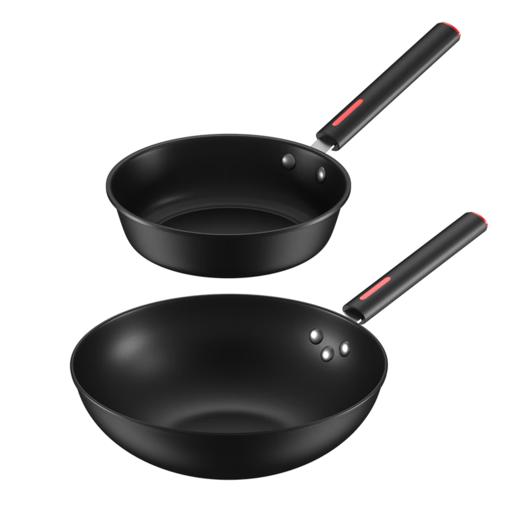 都市太太（DStt）都市太太乐滋滋炒锅煎锅二件套黑色燃气灶电磁炉通用_黑色_炒煎 商品图3