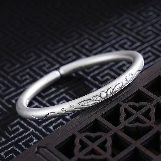 子佩集S999银【荷情莲意】手工纯银手镯原创设计【55023214】2503 商品图2