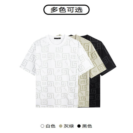 GXG男装 【热卖推荐】2024年夏季热卖多色休闲潮流满印圆领短袖t恤男 商品图2