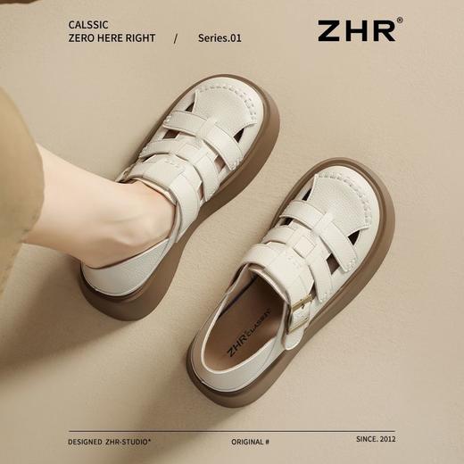 ZHR则则厚底罗马凉鞋女新款夏季包头编织猪笼鞋两穿镂空洞洞鞋女 商品图3