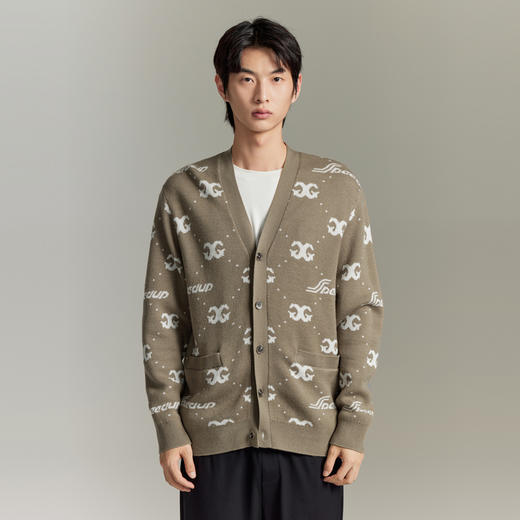 GXG男装 驼色满印字母提花毛衣针织开衫毛衫外套GEX13014683 热卖毛衫 商品图2